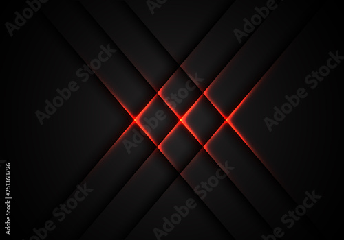 Abstract red light cross pattern on grey design modern futuristic technology background vector illustration.