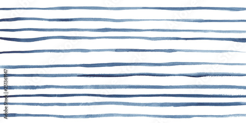 Abstract watercolor striped horizontal background in indigo blue