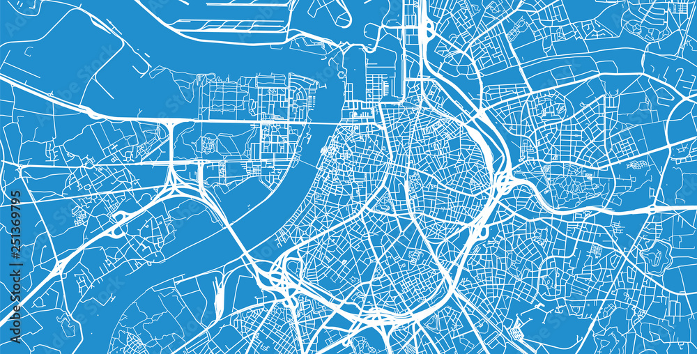 Urban vector city map of Antwerp, Belgium