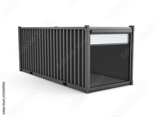 Converted old shipping container, 3d Illustration isolated gray