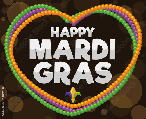 Heart Shaped Collars to Celebrate in Mardi Gras, Vector Illustration