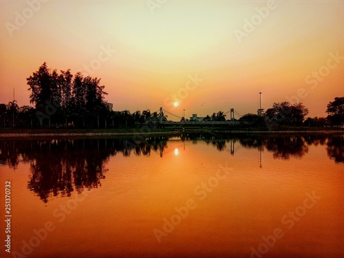 sunset over lake