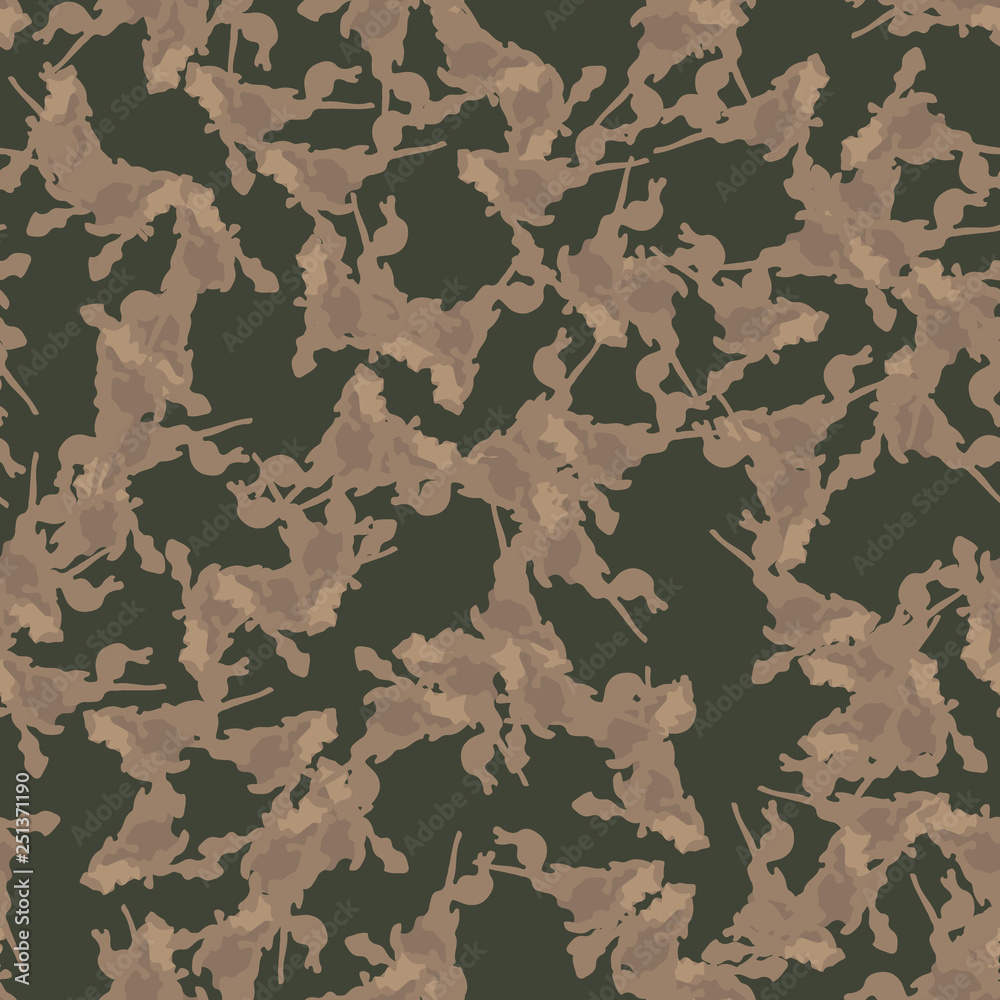 Field camouflage of various shades of green, brown and beige colors Field camouflage of various shades of green, brown and beige colors