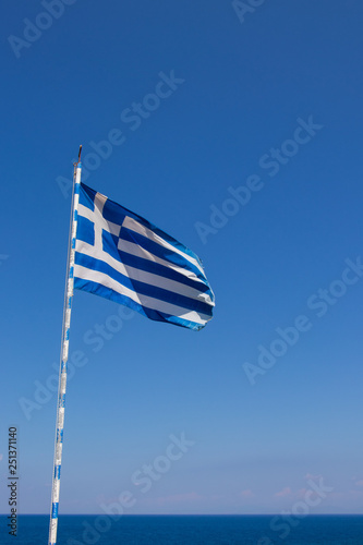 greek flag waving in the sky