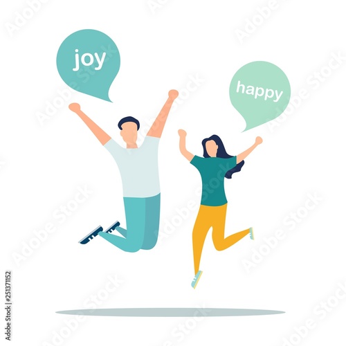 illustrator, a group of happy, jumping people with happiness