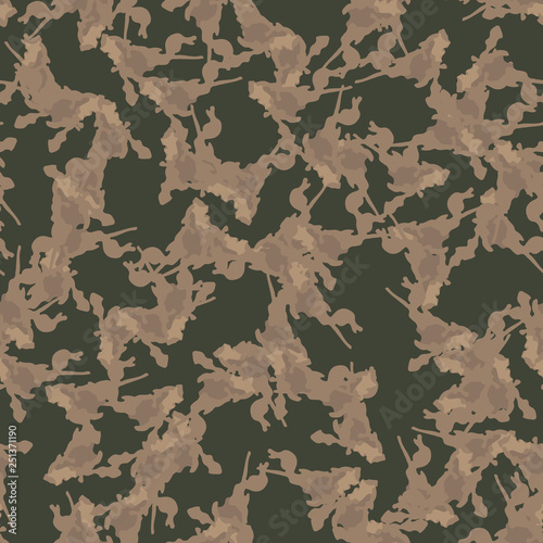 Field camouflage of various shades of green, brown and beige colors