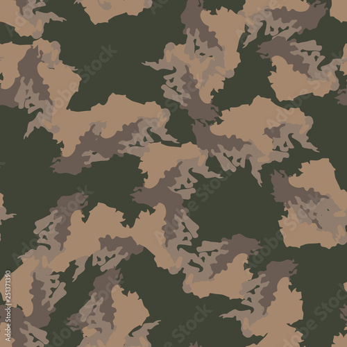 Field camouflage of various shades of green, brown and beige colors