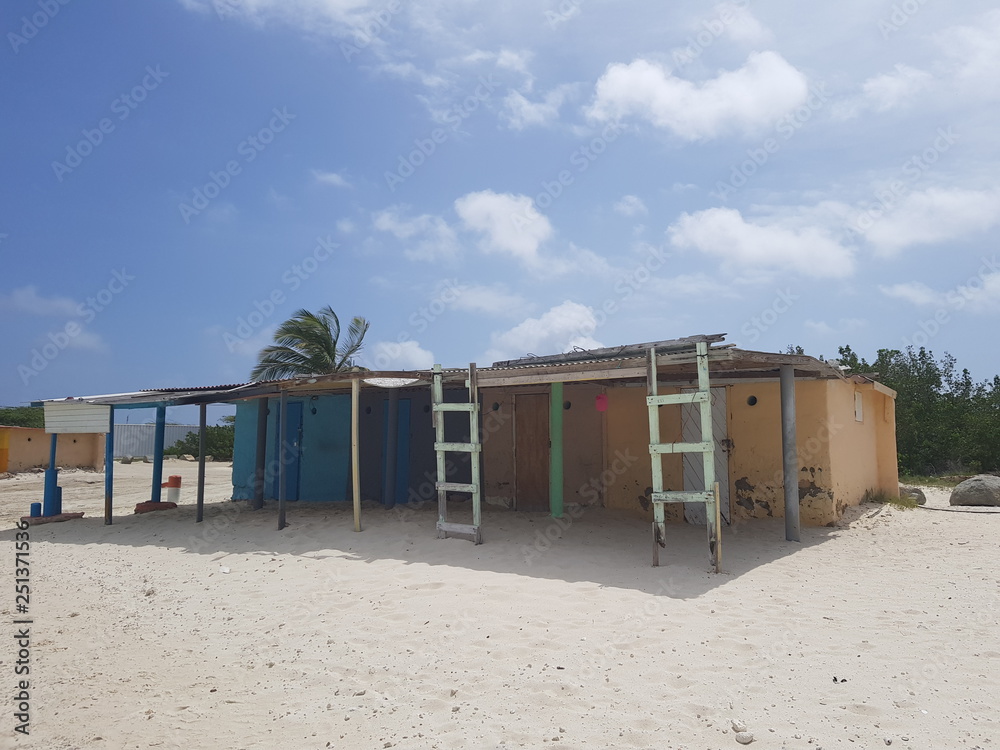 Ownerless fisherman house on the Aruban beach