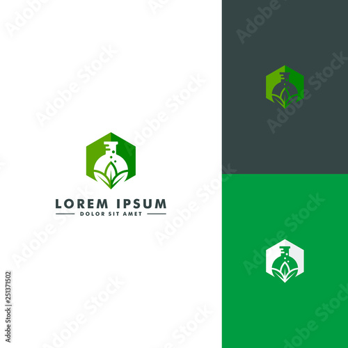 Cannabis lab logo template, Nature fresh icon, leaf design vector illustration