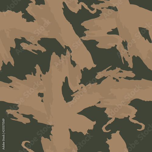 Field camouflage of various shades of green, brown and beige colors