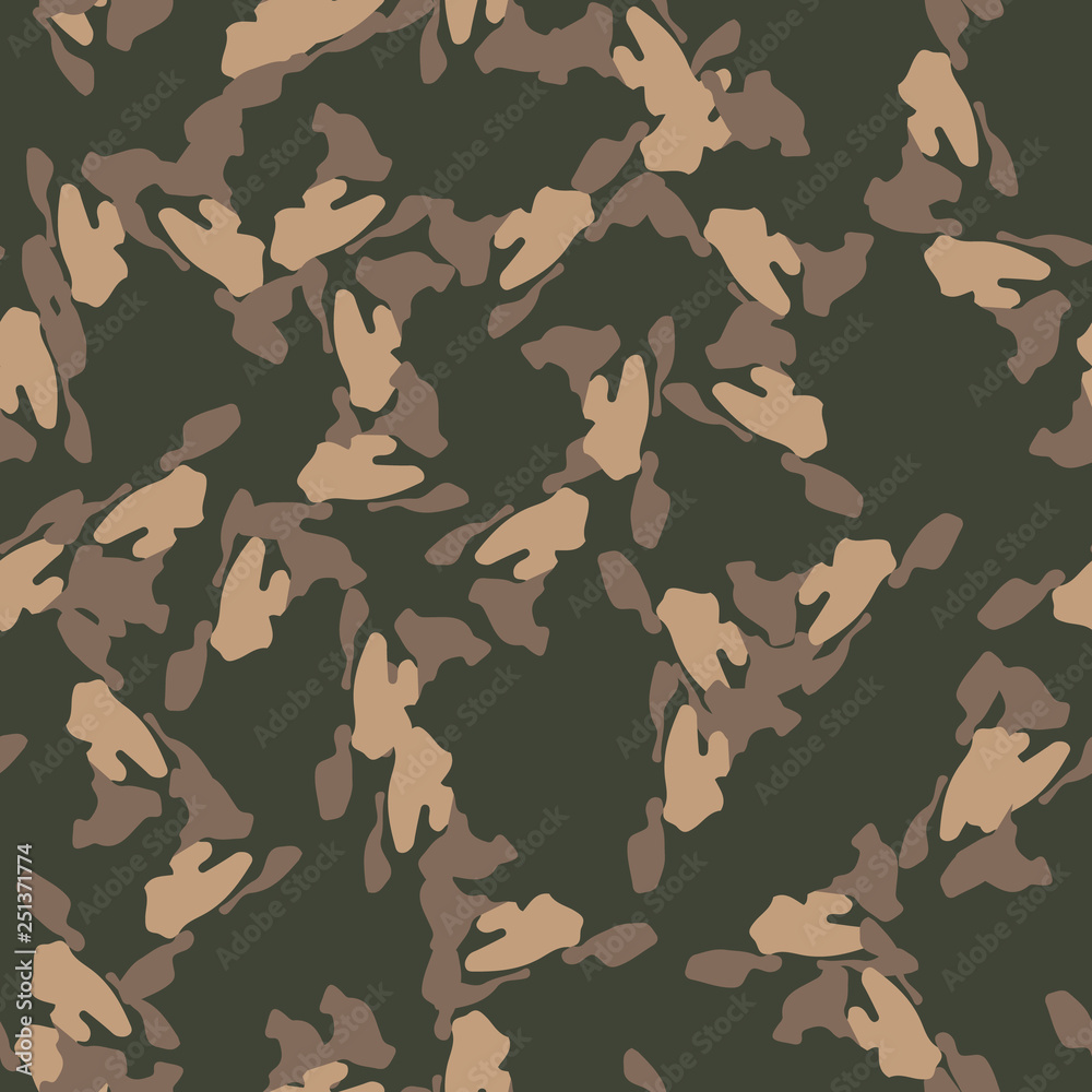 Fototapeta premium Field camouflage of various shades of green, brown and beige colors