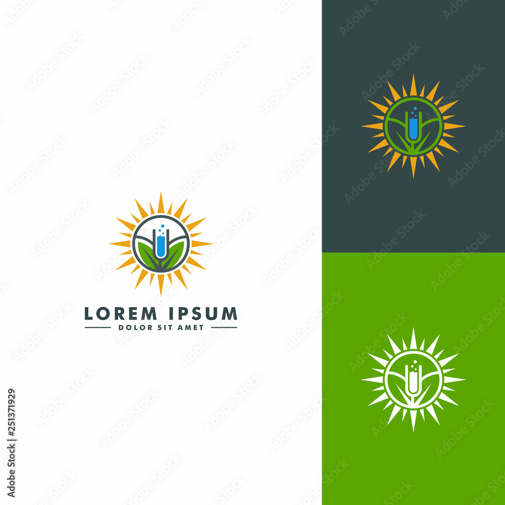 Fototapeta premium Natural Lab logo template. Leaf icon, organic symbol design vector illustration