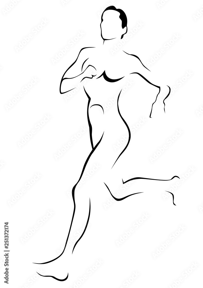 Woman athletes on running race on white background Woman athletes on running race on white background