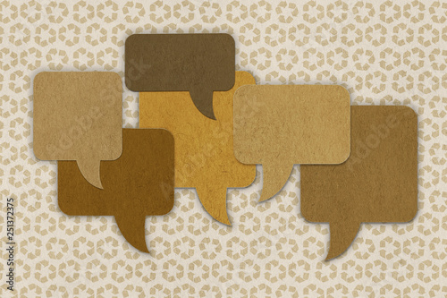 Cardboard Cut Paper Collage of Speech or Text Bubbles