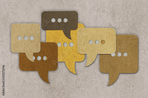 Cardboard Cut Paper Collage of Speech or Text Bubbles