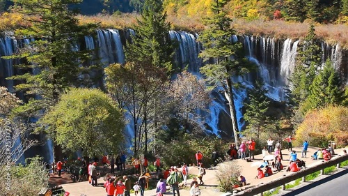 Nuorilang Waterfall, Jiuzhaigou National Park ,Sichuan Province, China, Asia : panning 