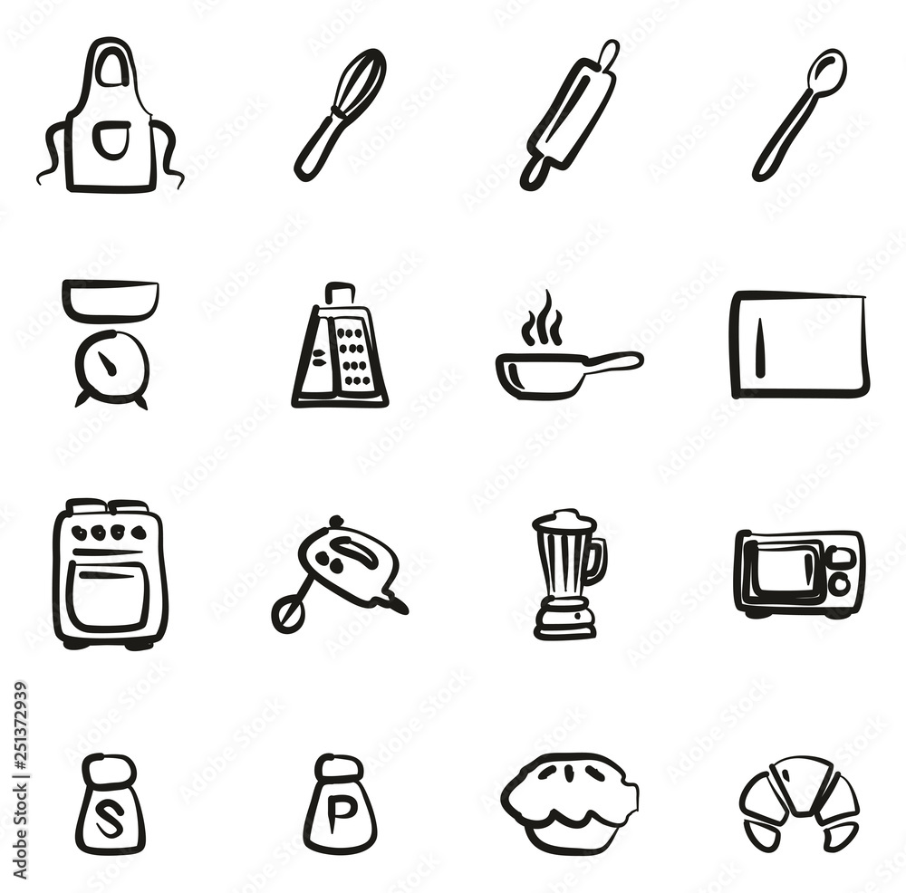 Baking or Cooking Icons Freehand Baking or Cooking Icons Freehand