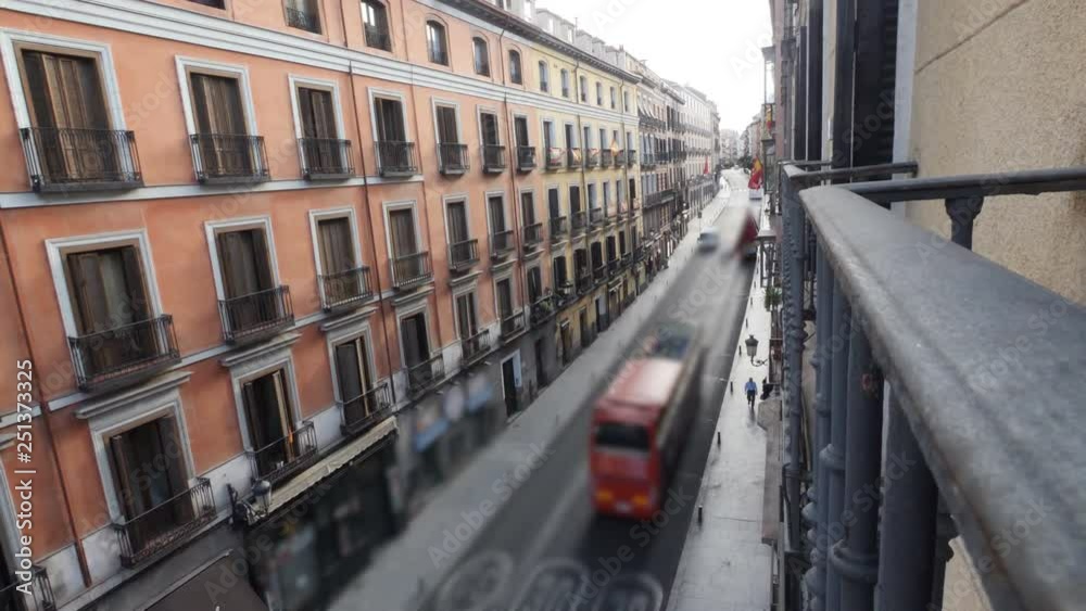 View of a Madrid Street from a balcony View of a Madrid Street from a balcony
