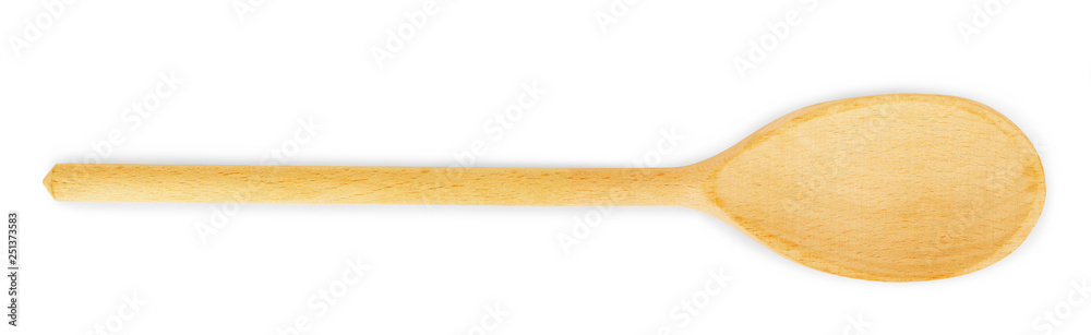 Top view of a wooden spoon on a white background Top view of a wooden spoon on a white background