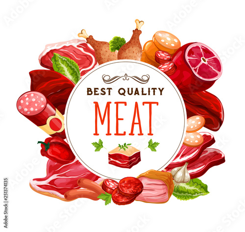 Meat and sausages butcher shop products
