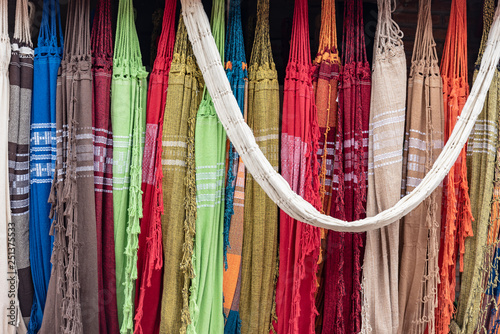 Colorful handmade coconut fibers hammoks hanging for sale