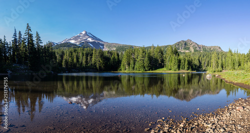 Coyote Lake is at 5800 feet elevation along the Pacific Crest Trail, Mount Jefferson Wilderness Area, Oregon.