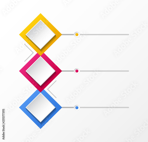 Empty infographic layout with colorful rhombus icons. Vector.