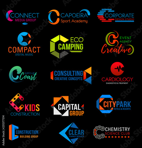 Corporate identity C colorful business icons