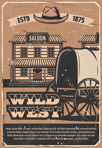 Wild West western saloon and cowboy carriage