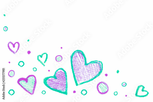 hearts colored pencil drawing point circles. school drawing. St. Valentine's Day. love. background