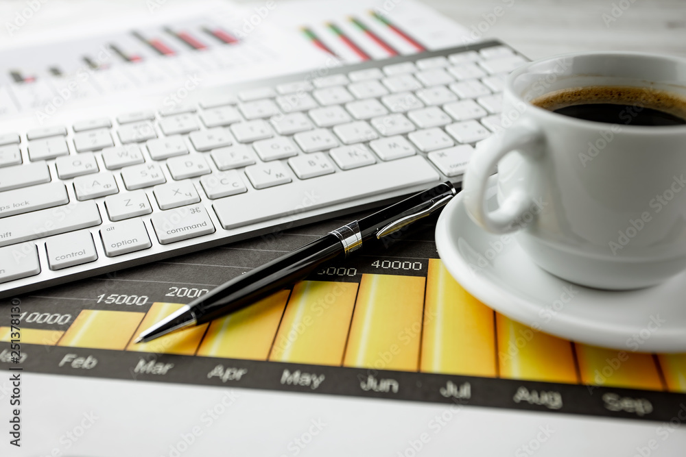 Items for business on a light background on the table, view from the top Items for business on a light background on the table, view from the top