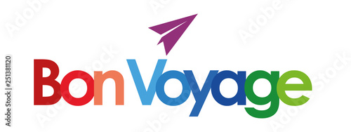 bon voyage and paper plane in white background