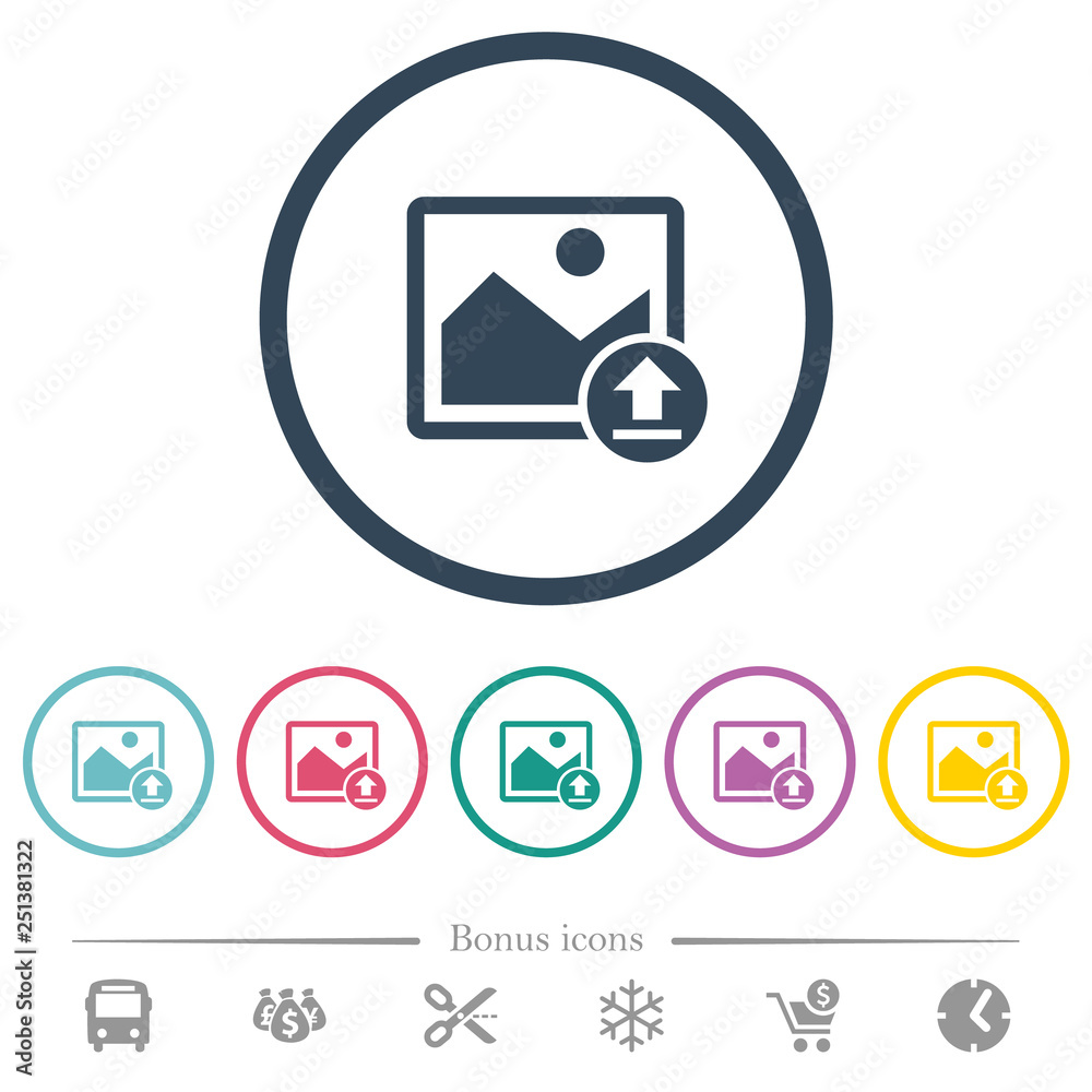 Upload image flat color icons in round outlines Upload image flat color icons in round outlines