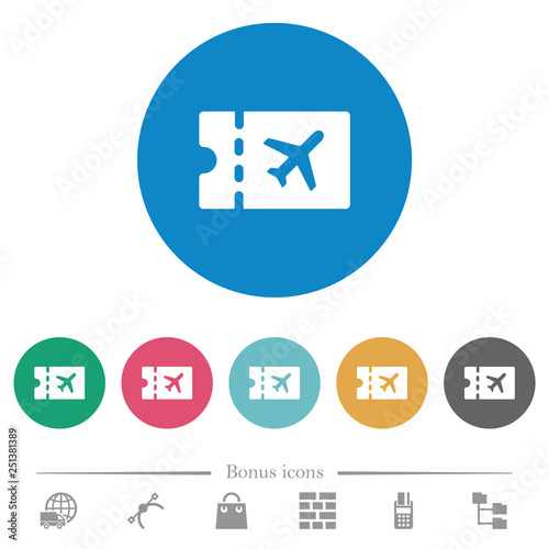 Air travel discount coupon flat round icons