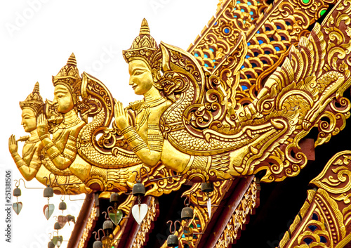 Stucco sculpture Thai pattern decorated with temples in Thailand