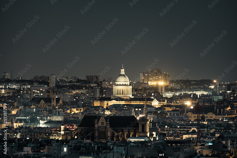 Pantheon at Night over the Rooftops
