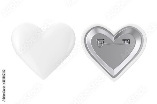 White Heart Pin Badges. 3d Rendering photo