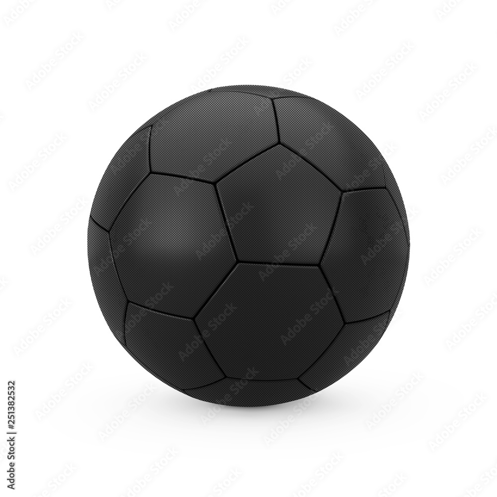 Leather Black Football Soccer Ball. 3d Rendering