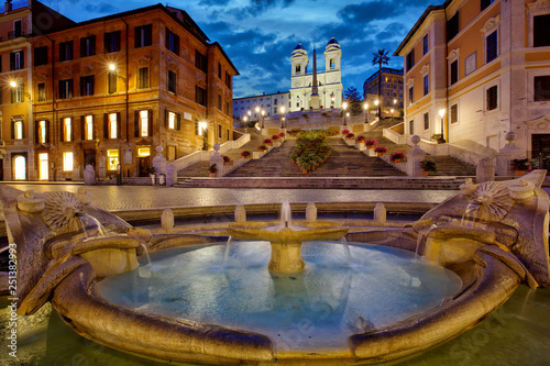 Spanish Steps, night time in Rome, Italy
