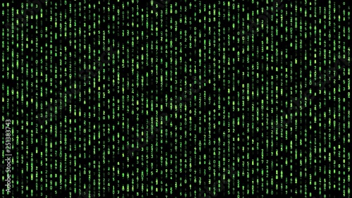 Abstract numbers matrix falling code green