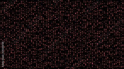 Abstract binary matrix falling alphabet red