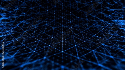Abstract technology and science noise with lines grid blue