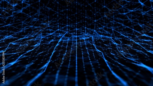 Abstract technology and science noise with lines grid blue