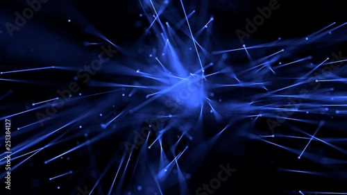 Abstract lines glow with depth of field blue