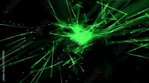 Abstract lines glow with depth of field green