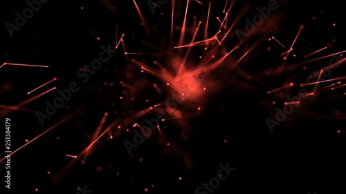 Abstract lines glow with depth of field red