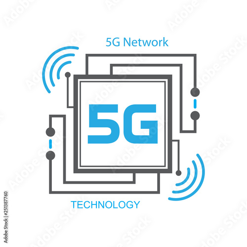 Logo 5G   .New mobile communication technology .High Speed Internet .Technologies of the Future .