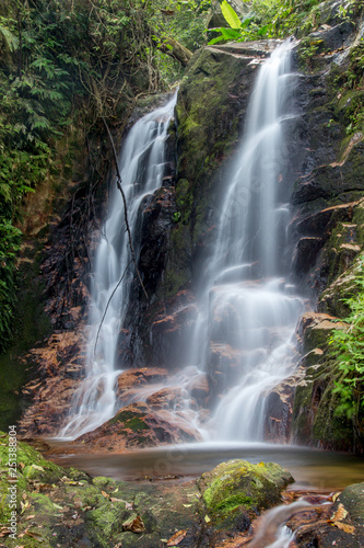 Beautiful waterfalls on the hilltop in the forest of Thailand