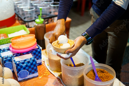 Canvas Print Johor Bahru,Malaysia - February 2019 : A famous thailand coconut ice cream sold