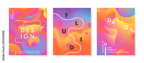 Set of trendy neon posters with flowing liquid shapes and geometric elements.Dynamic 3D fluid shapes.Bright abstract layouts perfect for prints,flyers,banners,covers,parties,social media and more.